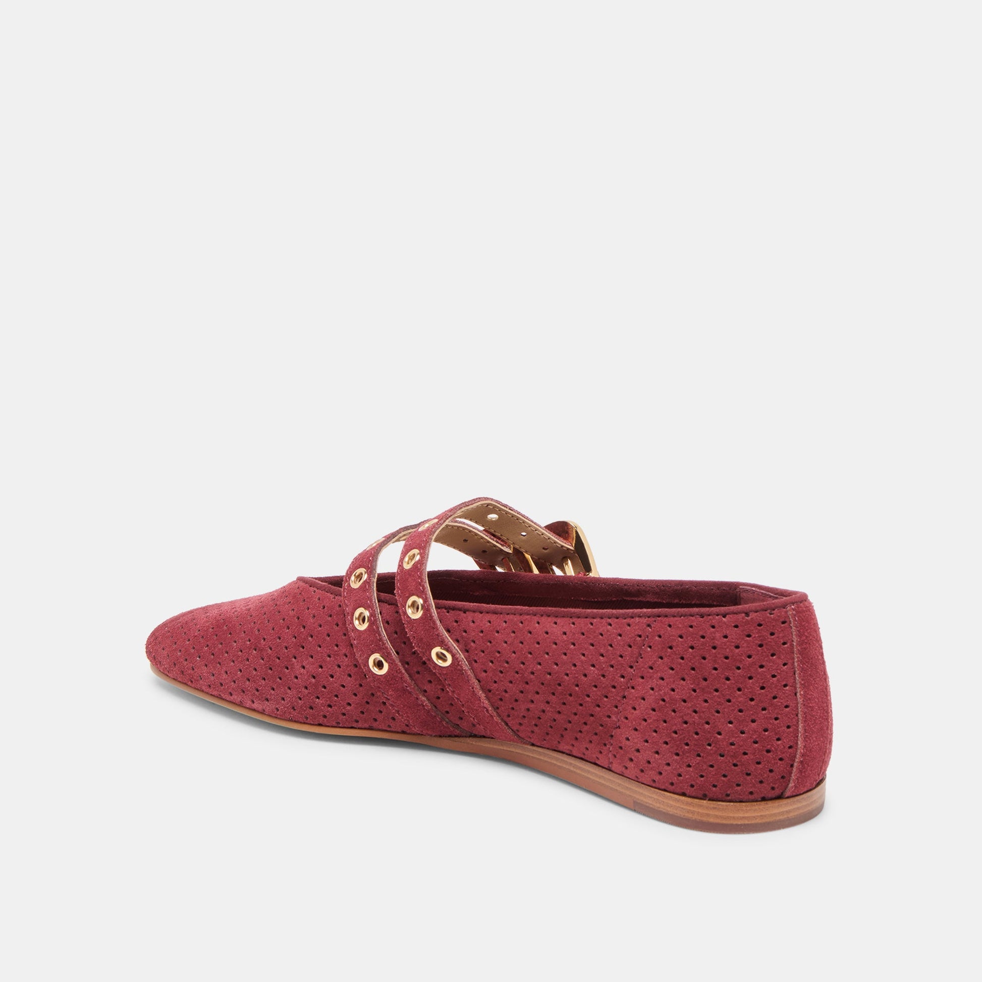 Baylee Grommet Oxblood Perforated Suede Ballet Flats Dolce Vita Online