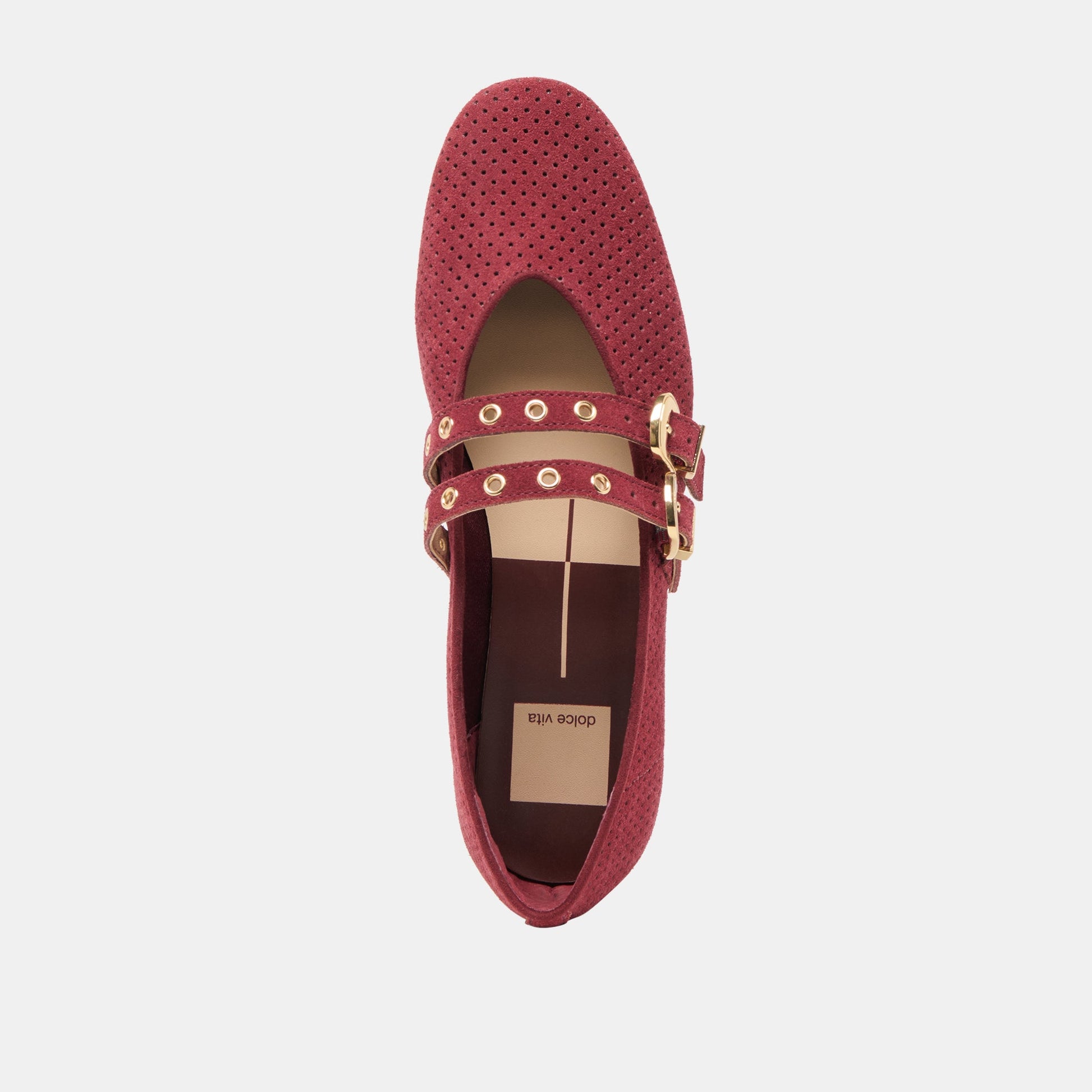 Baylee Grommet Oxblood Perforated Suede Ballet Flats Dolce Vita Online