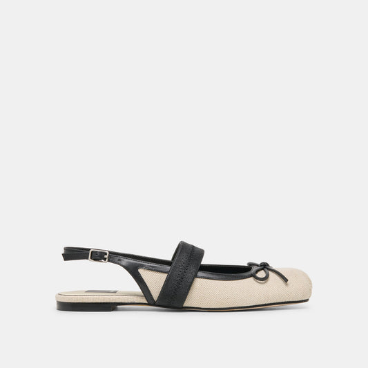 Grifan Natural Black Linen Flats Dolce Vita Discount