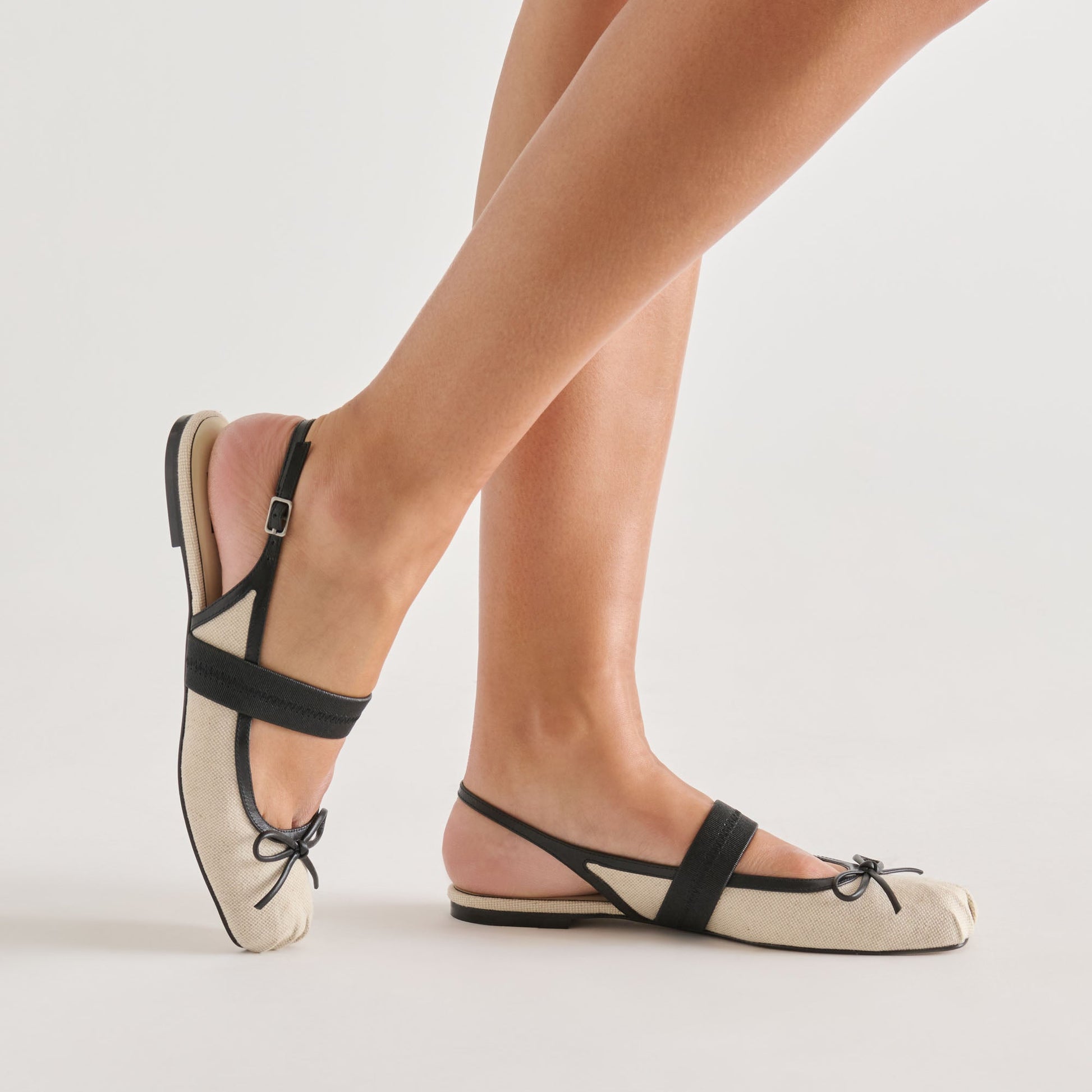 Grifan Natural Black Linen Flats Dolce Vita Discount