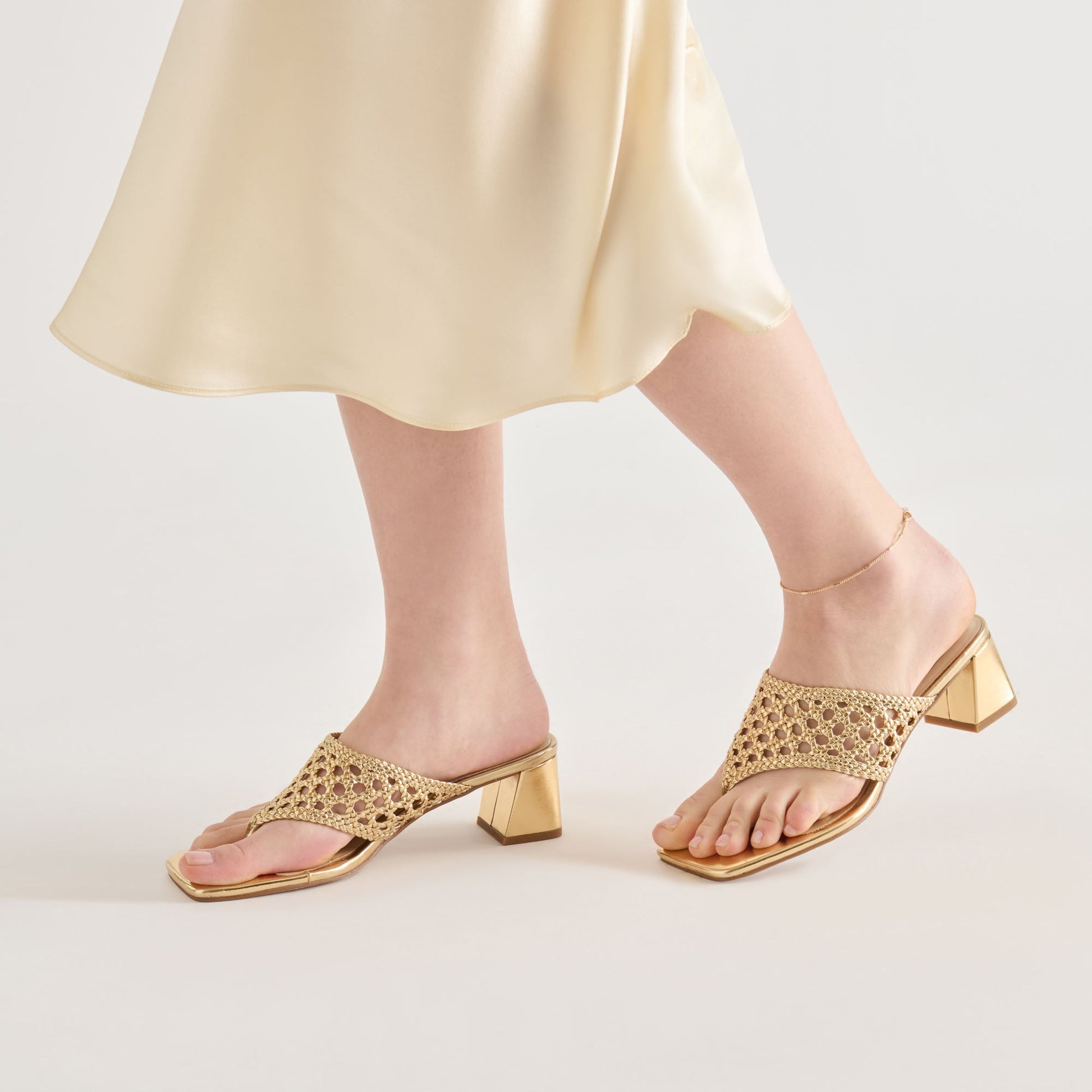 Barlo Gold Woven Stella Heels Dolce Vita Online
