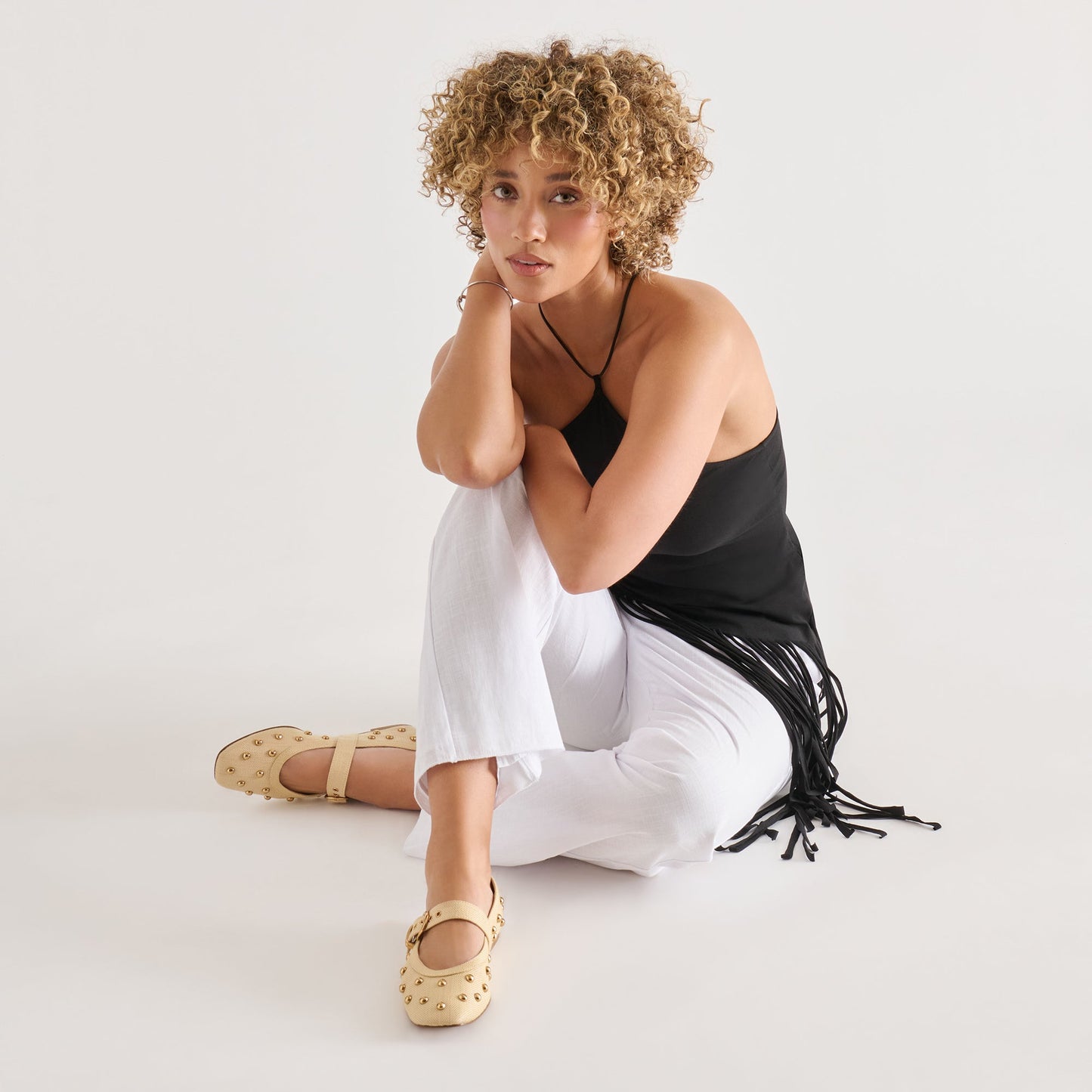 Mikel Stud Lt Natural Raffia Ballet Flats Dolce Vita Sale