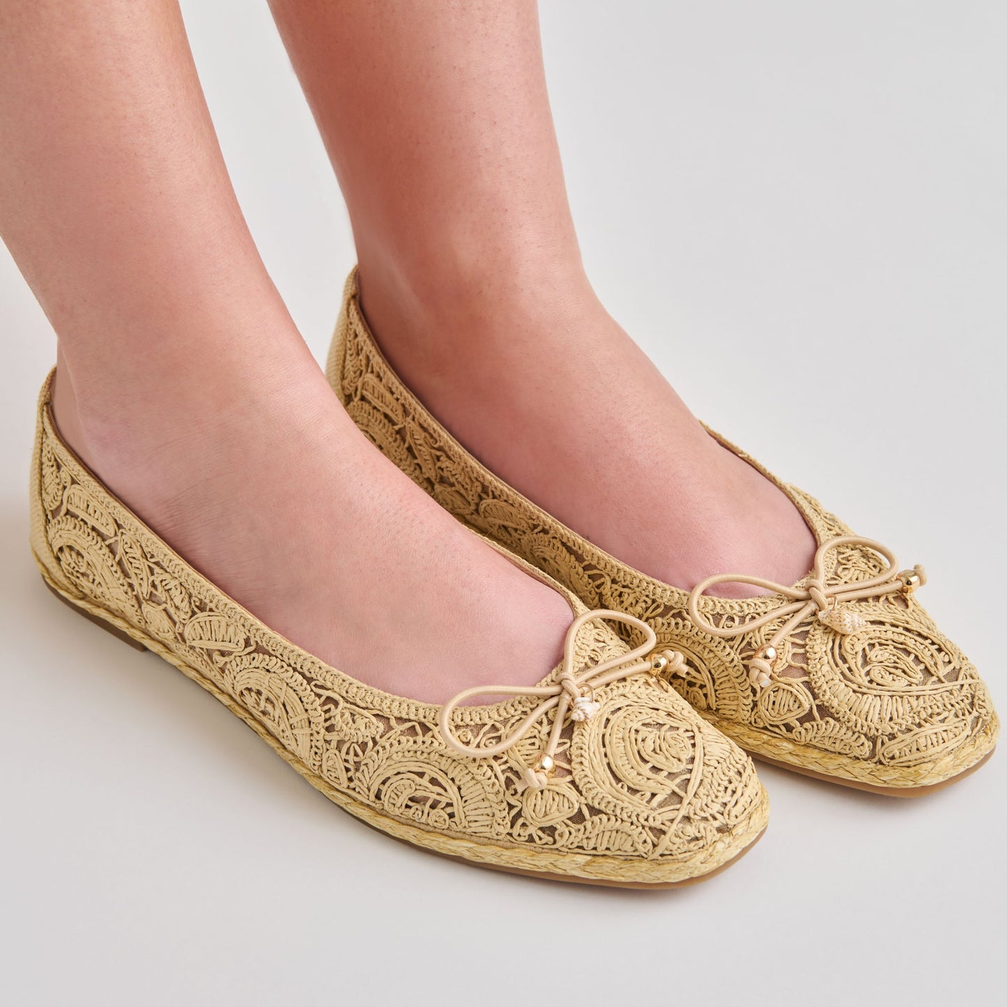 Tianna Lt Natural Raffia Lace Ballet Flats Dolce Vita Outlet