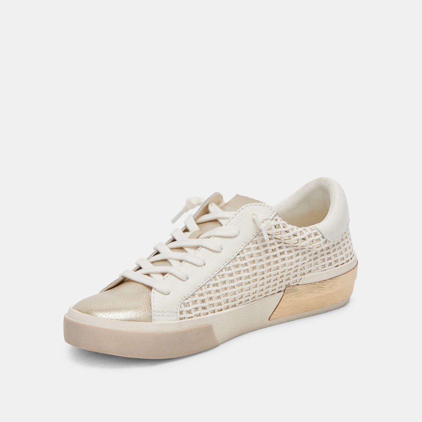 Zina Bone Gold Woven Wide Sneakers Dolce Vita Outlet