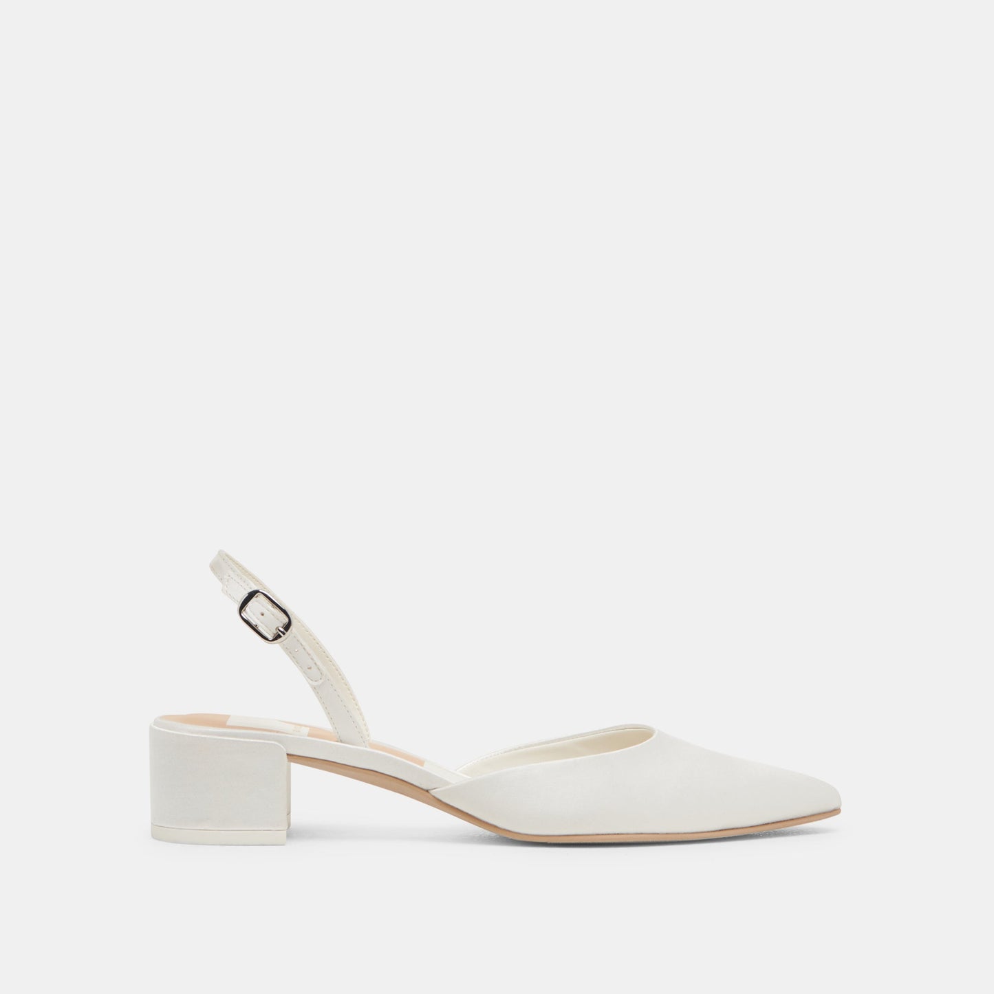 Carel Wide True White Satin Heels Dolce Vita New