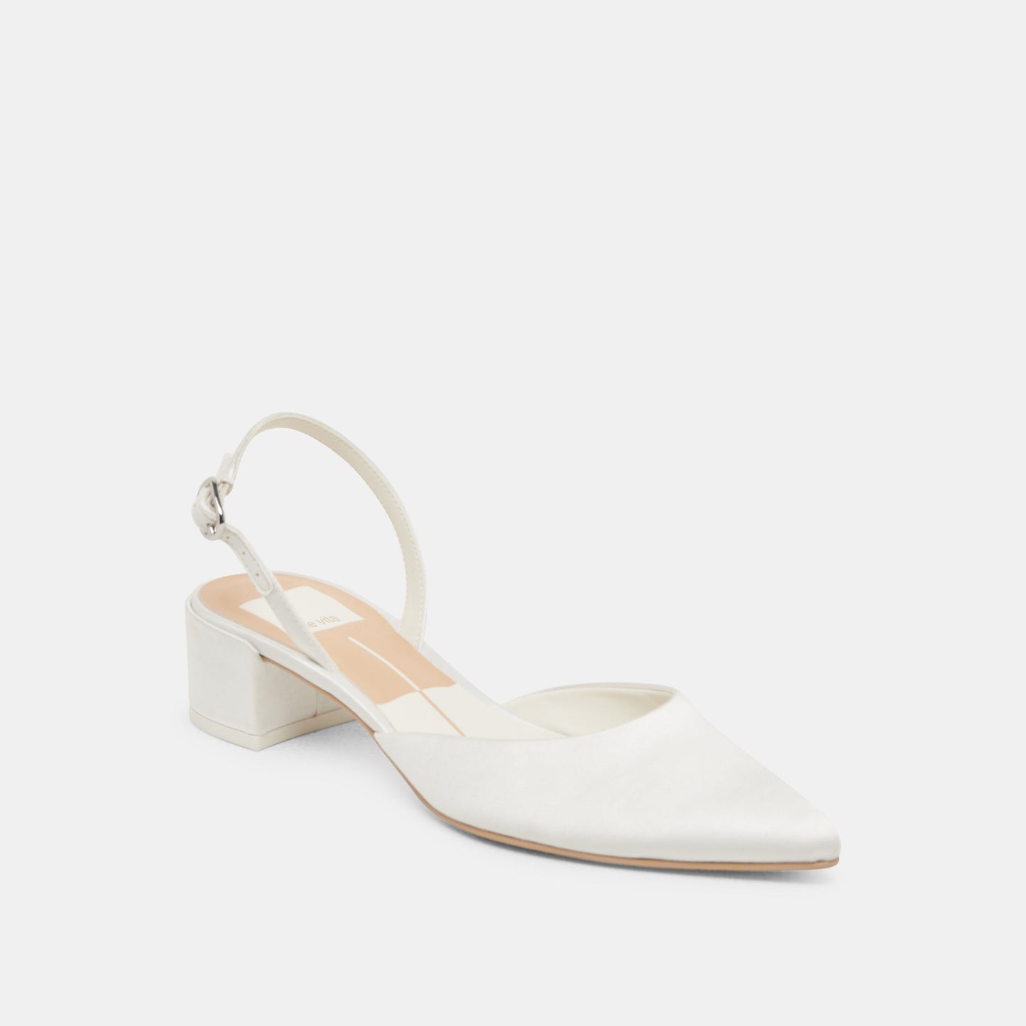 Carel Wide True White Satin Heels Dolce Vita New