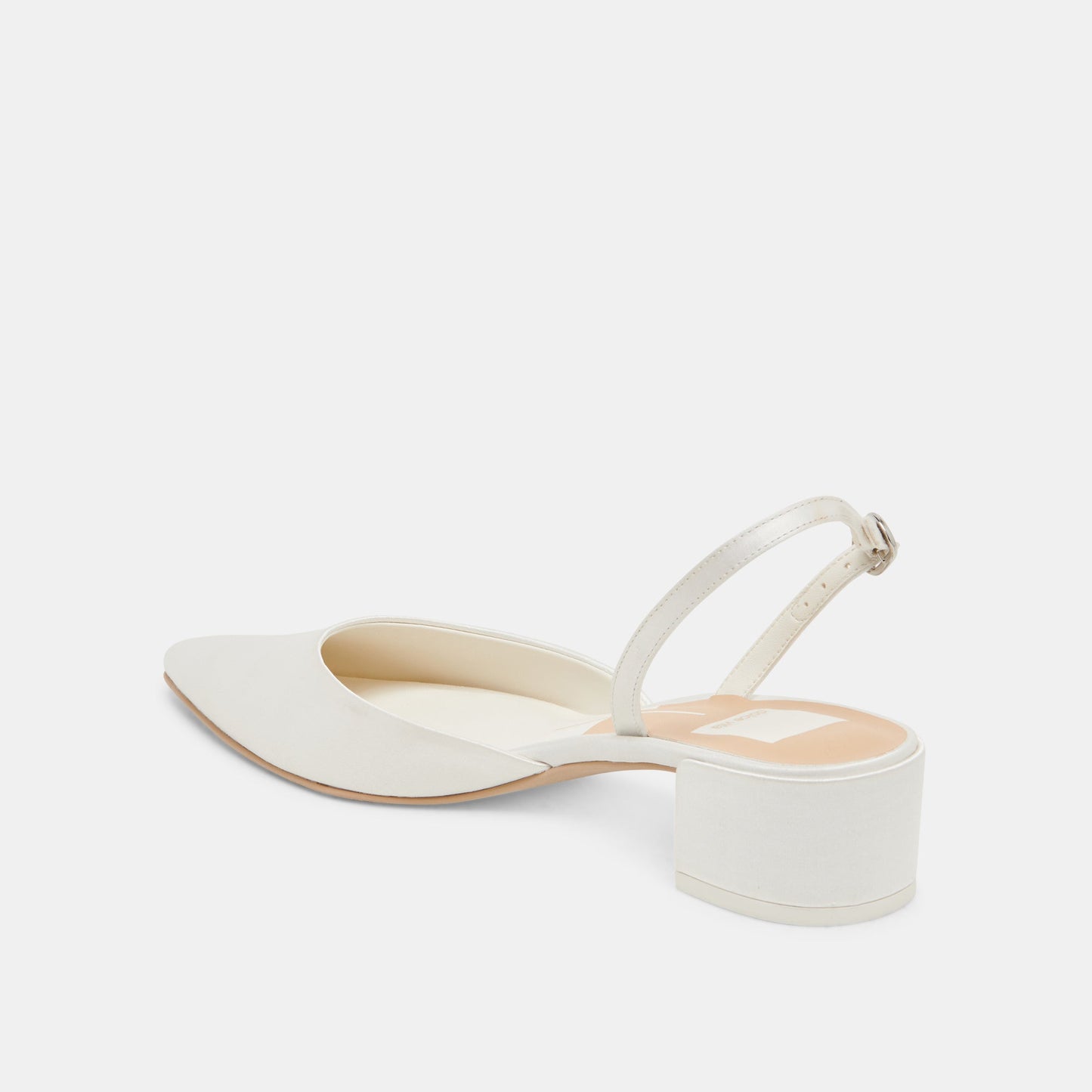 Carel Wide True White Satin Heels Dolce Vita New