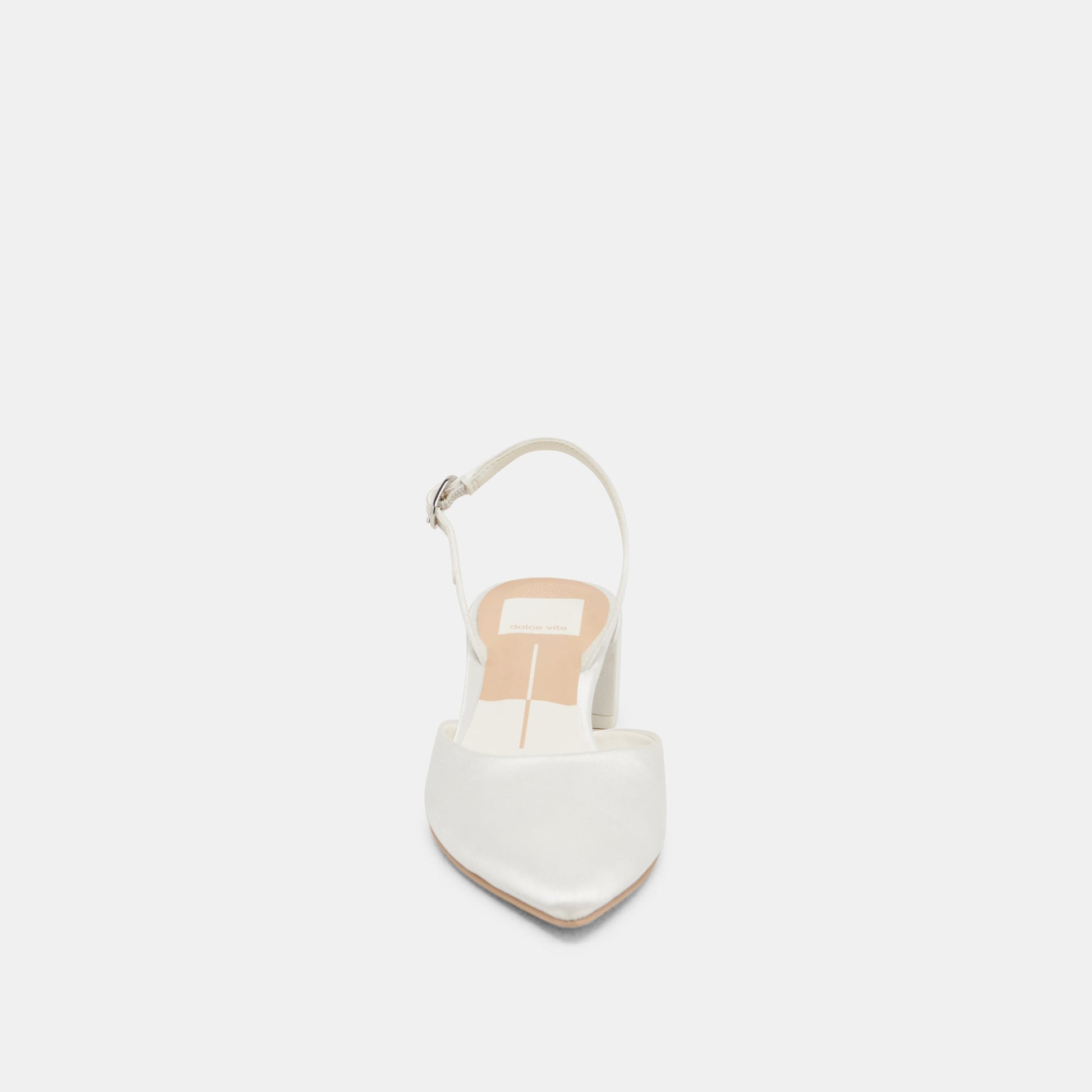 Carel Wide True White Satin Heels Dolce Vita New
