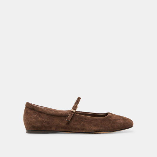 Reyes Wide Dk Brown Suede Ballet Flats Dolce Vita Sale