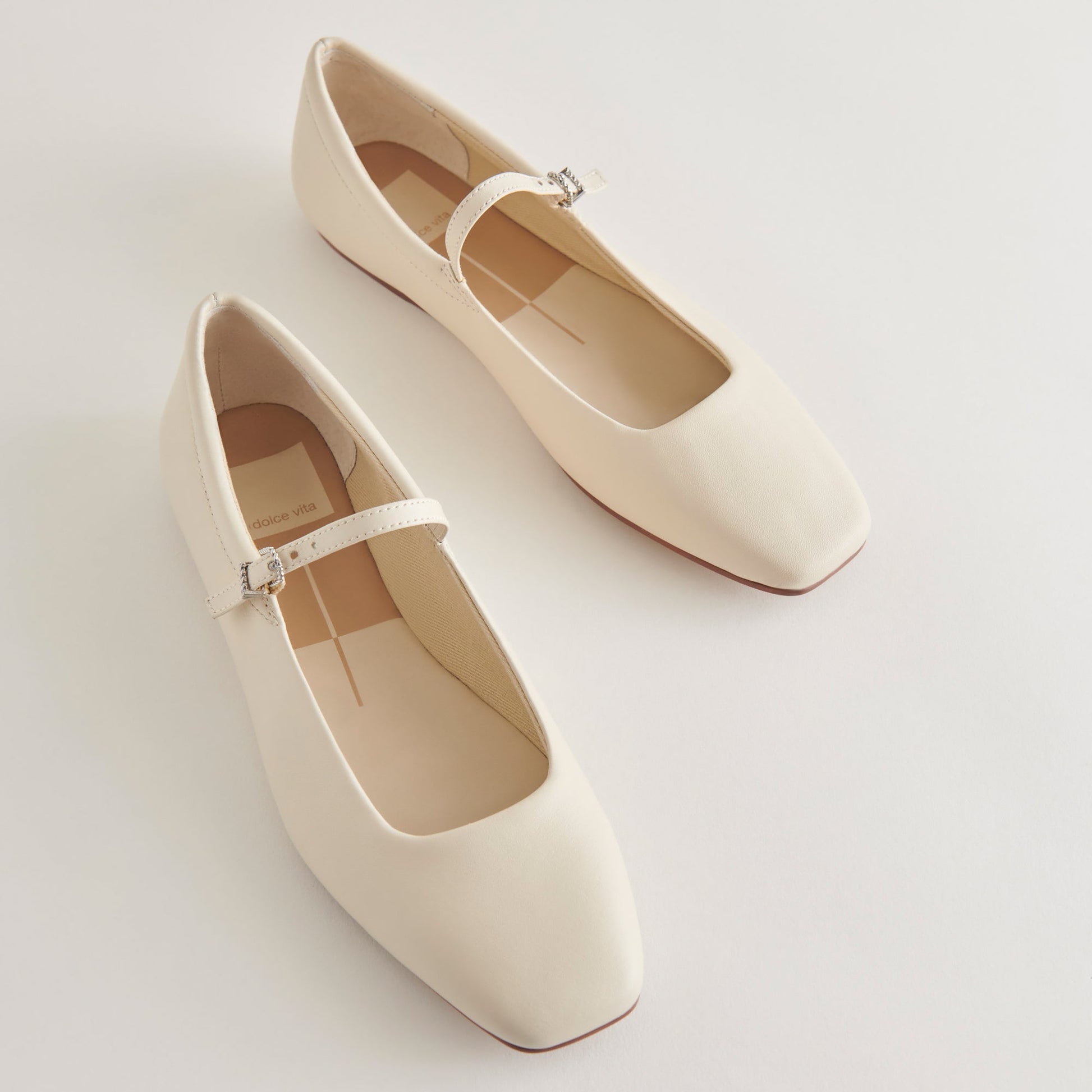 Reyes Wide Ballet Flats Ivory Leather | Ivory Ballet Flats
 – Dolce Vita Dolce Vita For sale