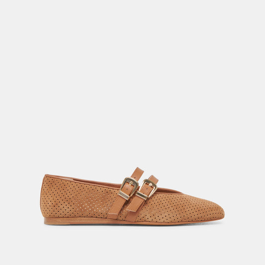 Baylee Wide Pecan Perforated Suede Ballet Flats Dolce Vita Discount
