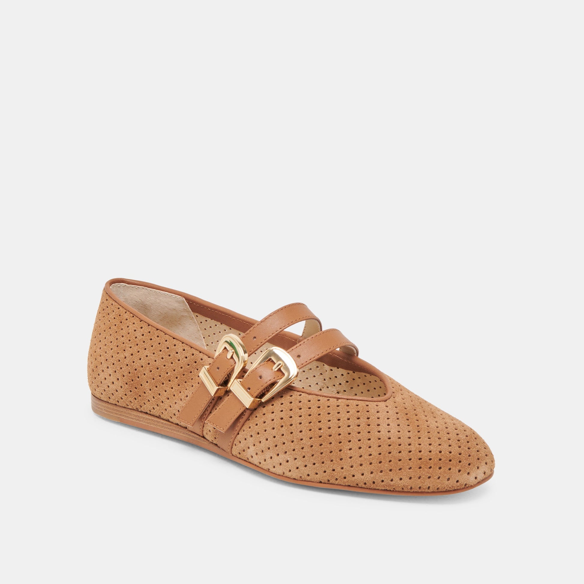 Baylee Wide Pecan Perforated Suede Ballet Flats Dolce Vita Discount