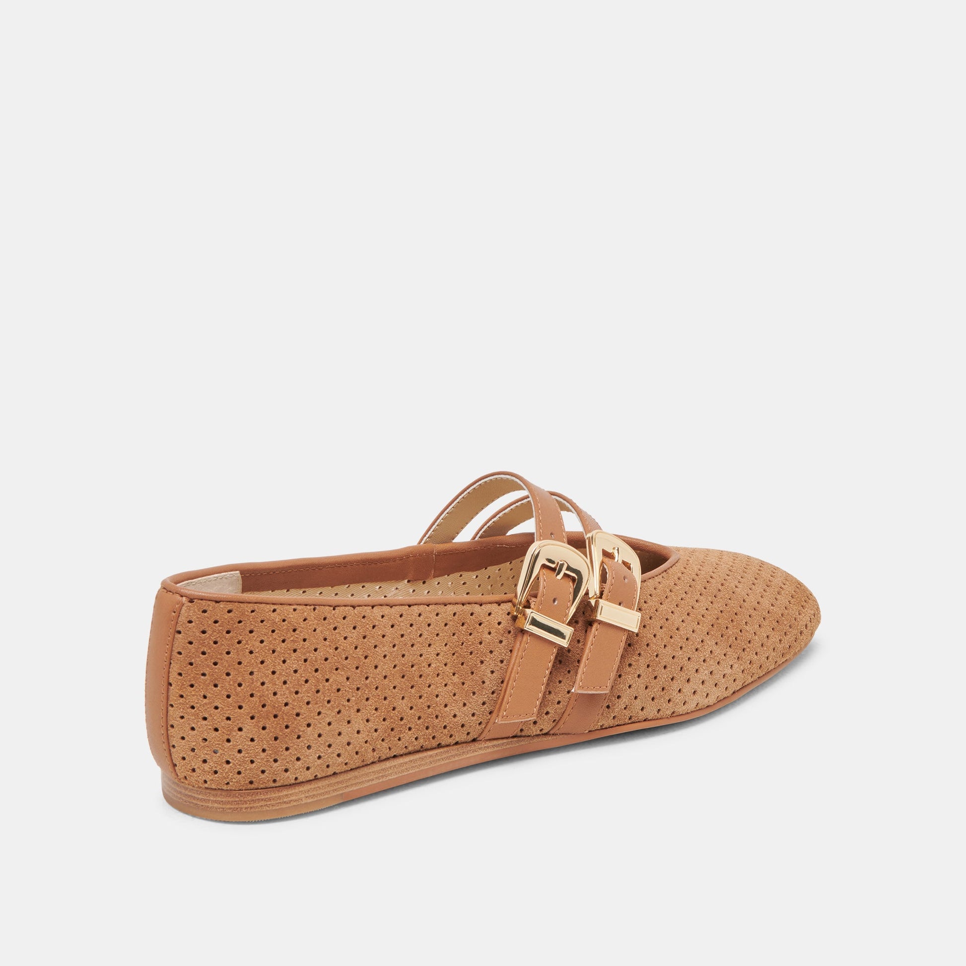 Baylee Wide Pecan Perforated Suede Ballet Flats Dolce Vita Discount
