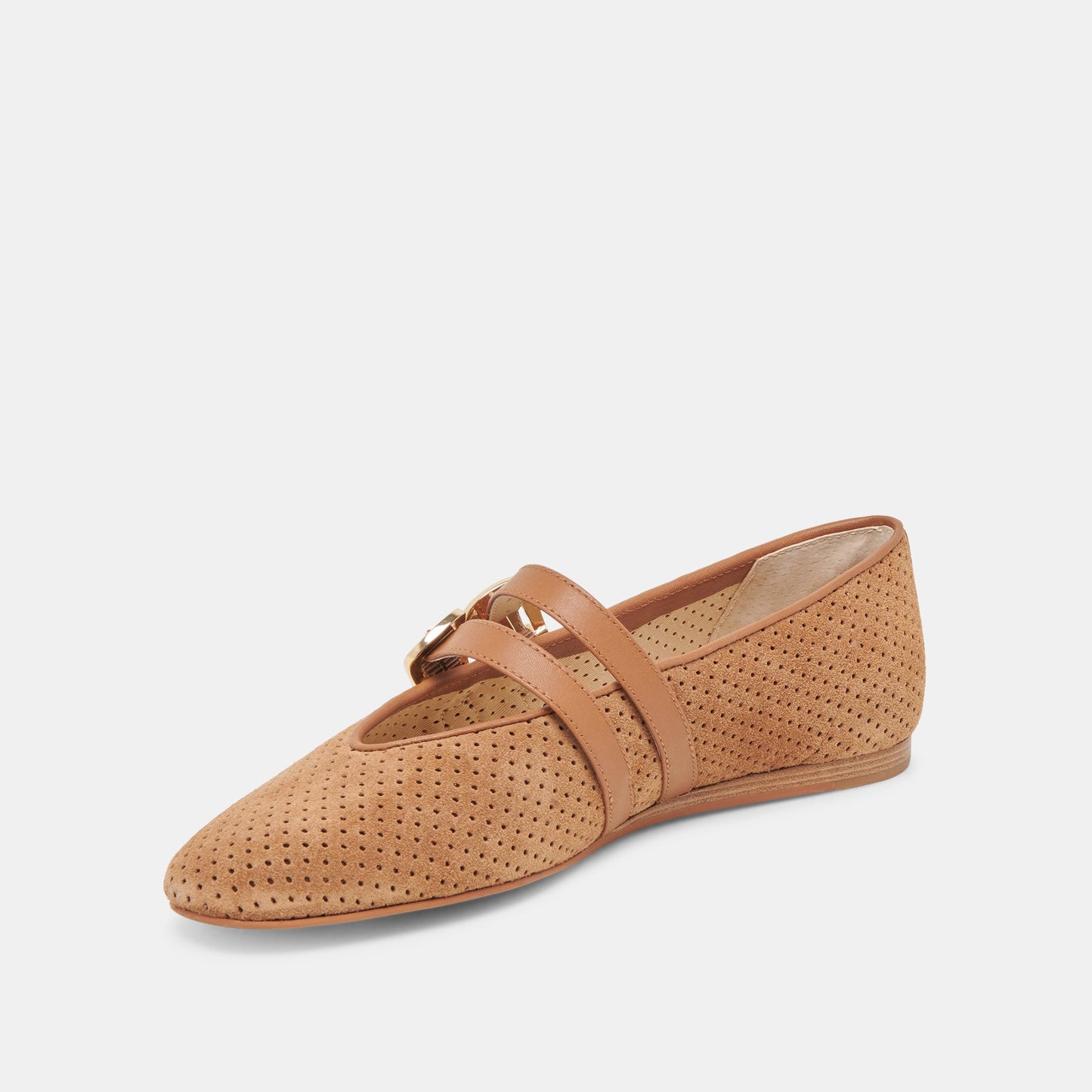 Baylee Wide Pecan Perforated Suede Ballet Flats Dolce Vita Discount