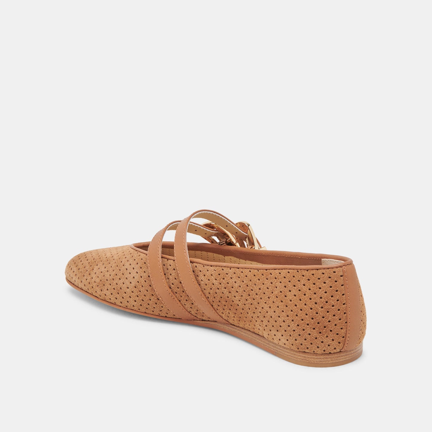 Baylee Wide Pecan Perforated Suede Ballet Flats Dolce Vita Discount