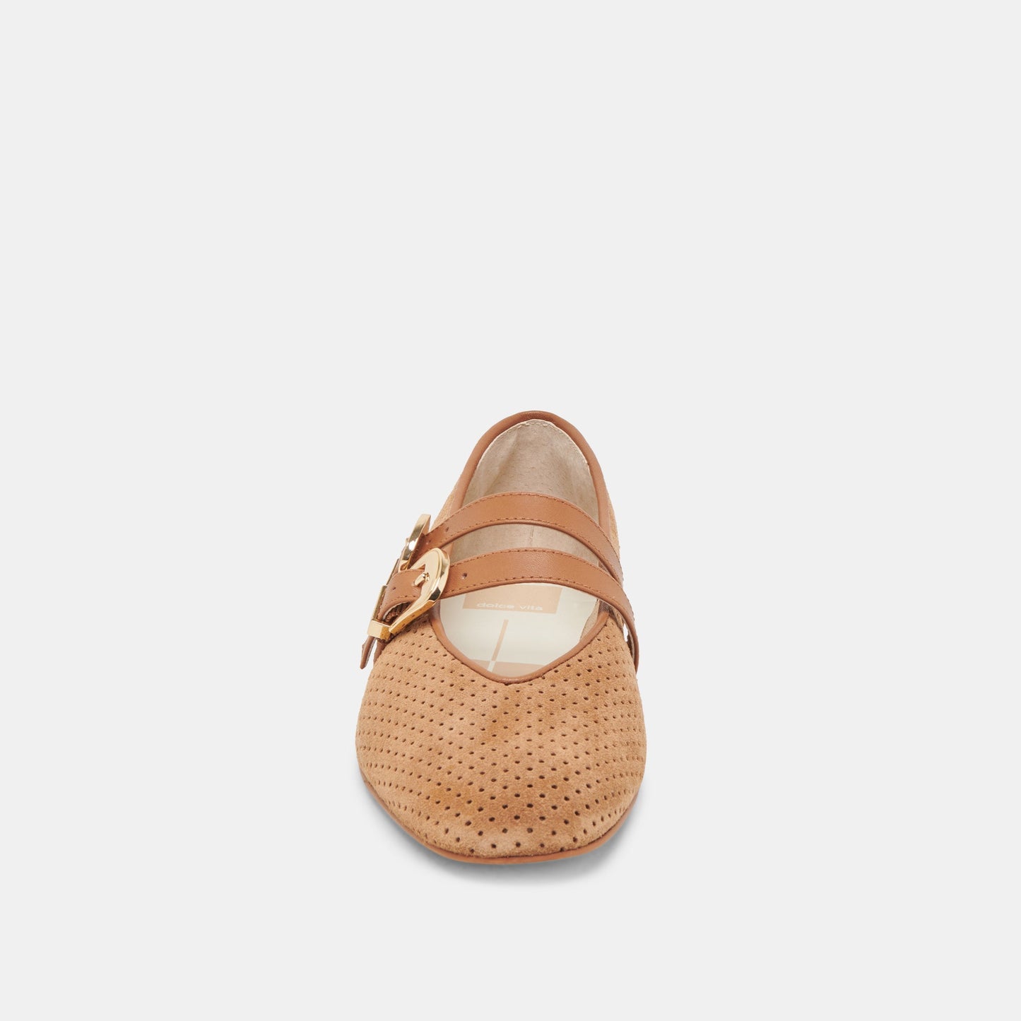 Baylee Wide Pecan Perforated Suede Ballet Flats Dolce Vita Discount