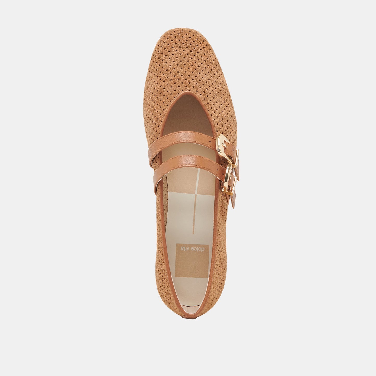 Baylee Wide Pecan Perforated Suede Ballet Flats Dolce Vita Discount