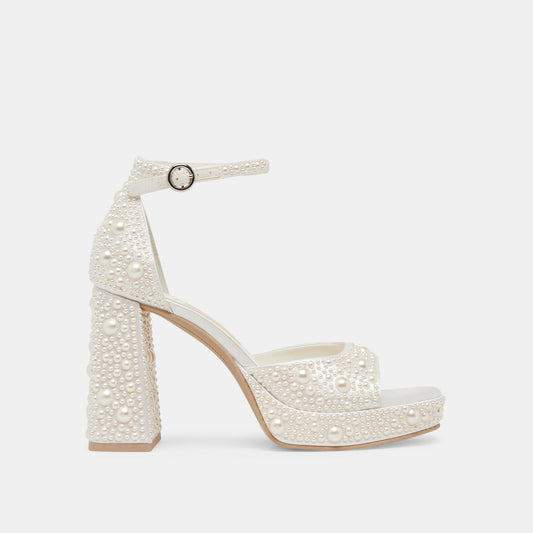 PANDRO PEARL WIDE HEELS TRUE WHITE SATIN
 – Dolce Vita Dolce Vita Online