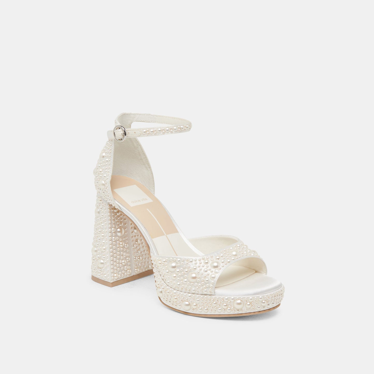 PANDRO PEARL WIDE HEELS TRUE WHITE SATIN
 – Dolce Vita Dolce Vita Online