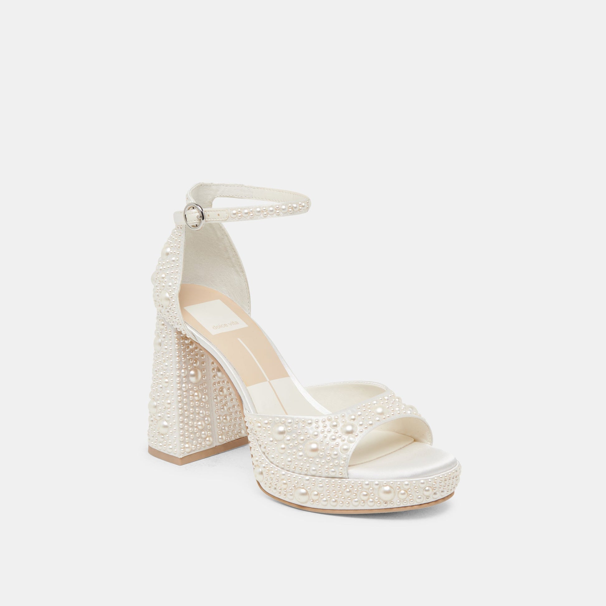 PANDRO PEARL WIDE HEELS TRUE WHITE SATIN
 – Dolce Vita Dolce Vita Online