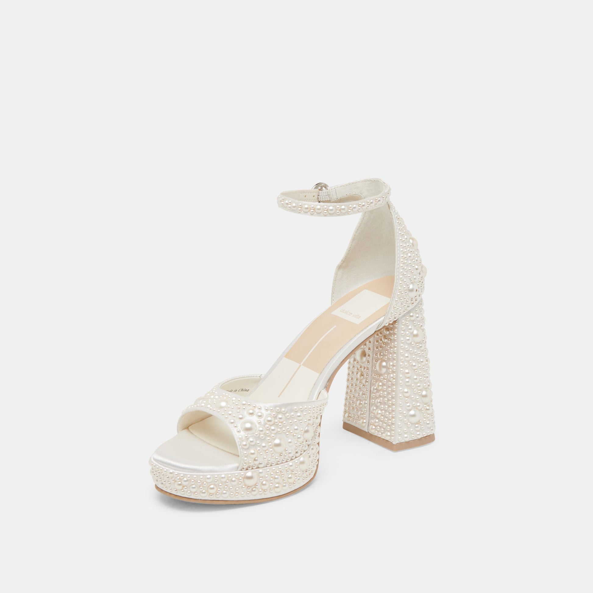 PANDRO PEARL WIDE HEELS TRUE WHITE SATIN
 – Dolce Vita Dolce Vita Online