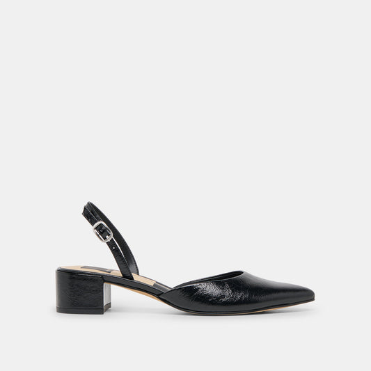 Carel Wide Midnight Crinkle Patent Leather Heels Dolce Vita Outlet