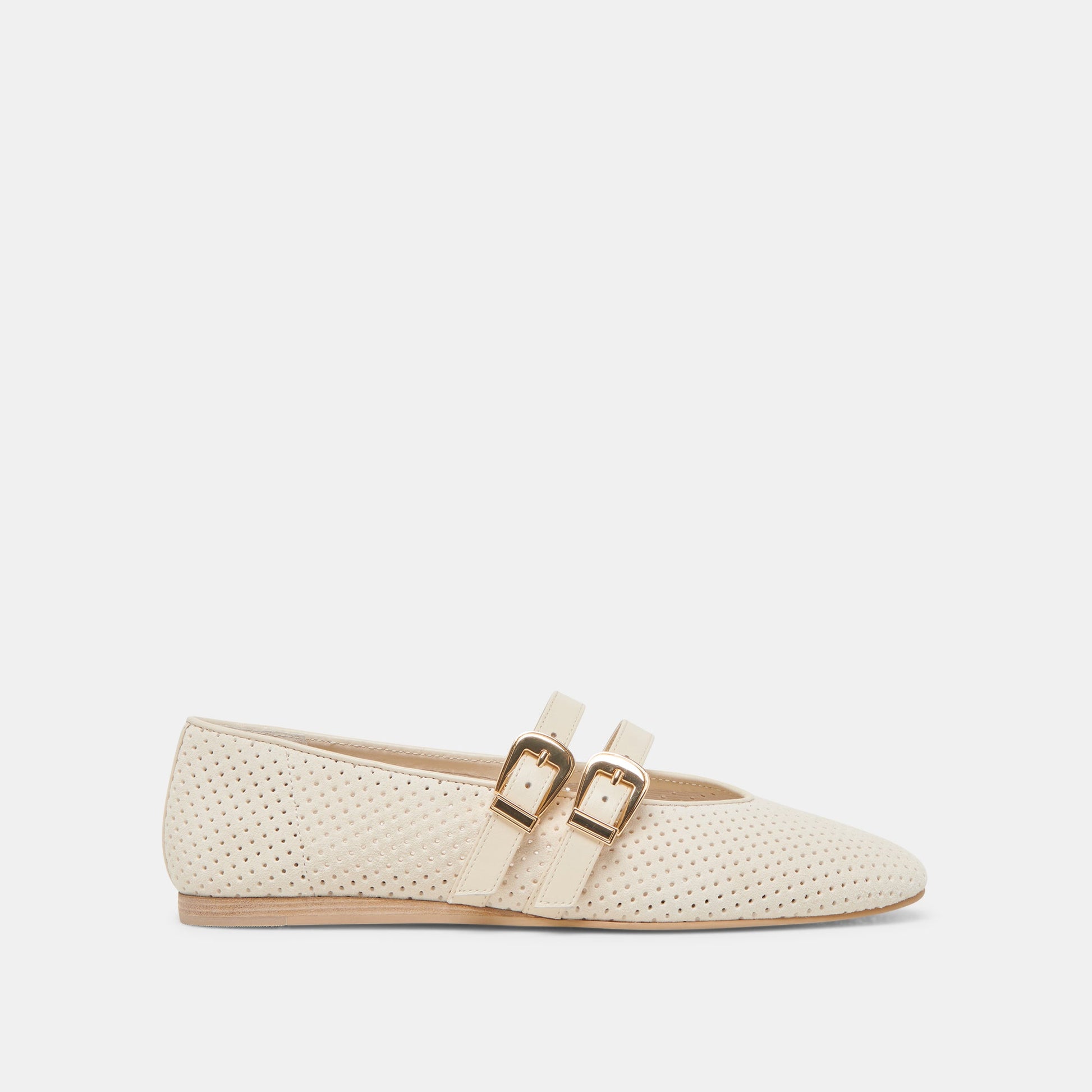 Baylee Wide Bone Perforated Suede Ballet Flats Dolce Vita For sale