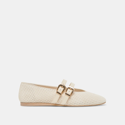 Baylee Wide Bone Perforated Suede Ballet Flats Dolce Vita For sale