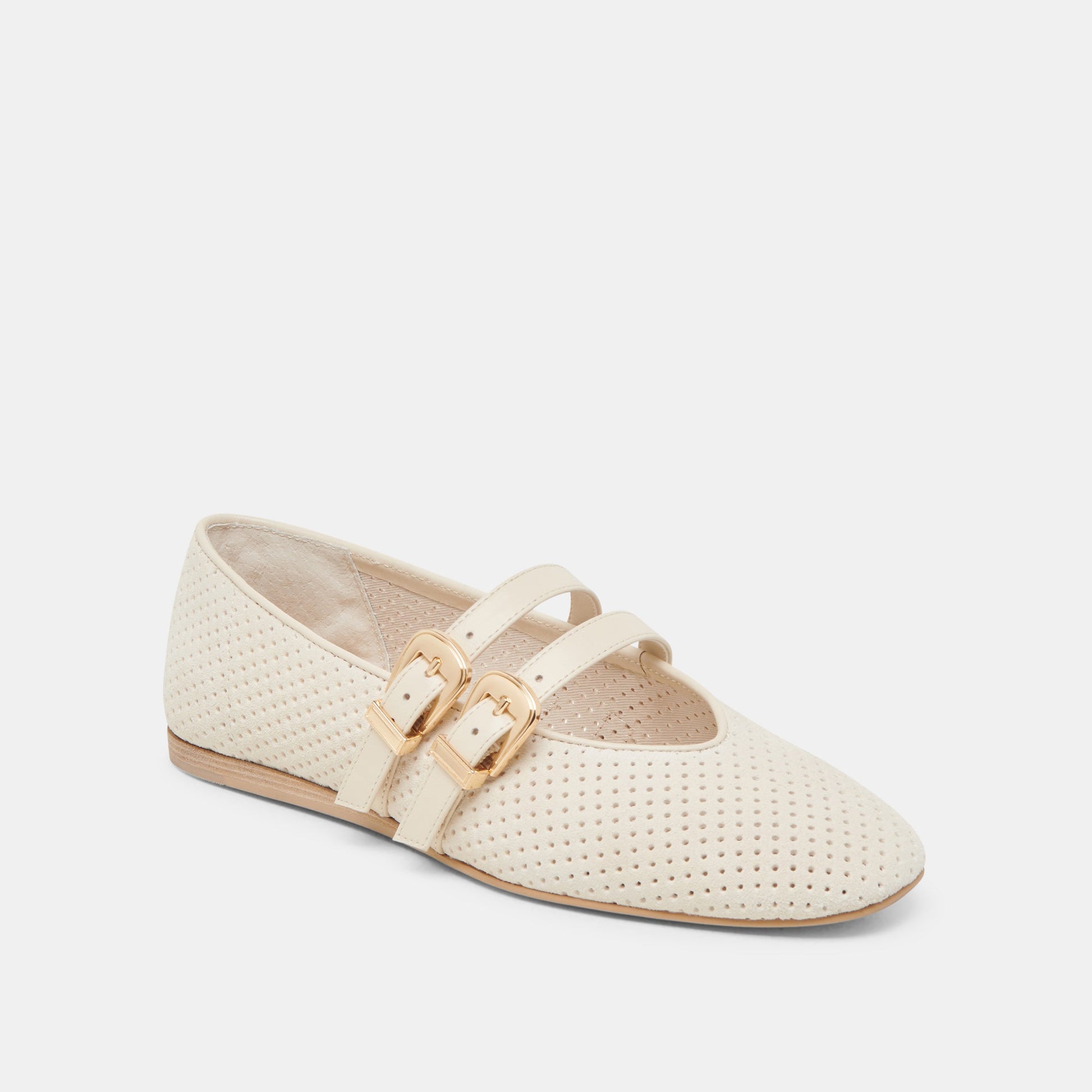 Baylee Wide Bone Perforated Suede Ballet Flats Dolce Vita For sale