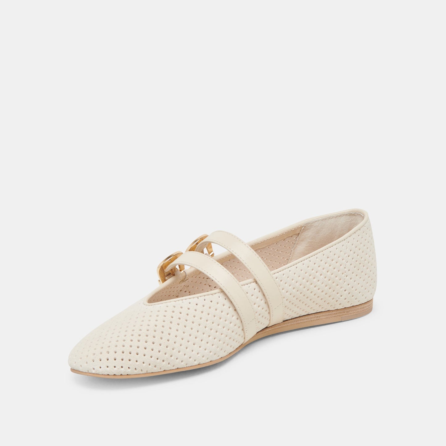 Baylee Wide Bone Perforated Suede Ballet Flats Dolce Vita For sale