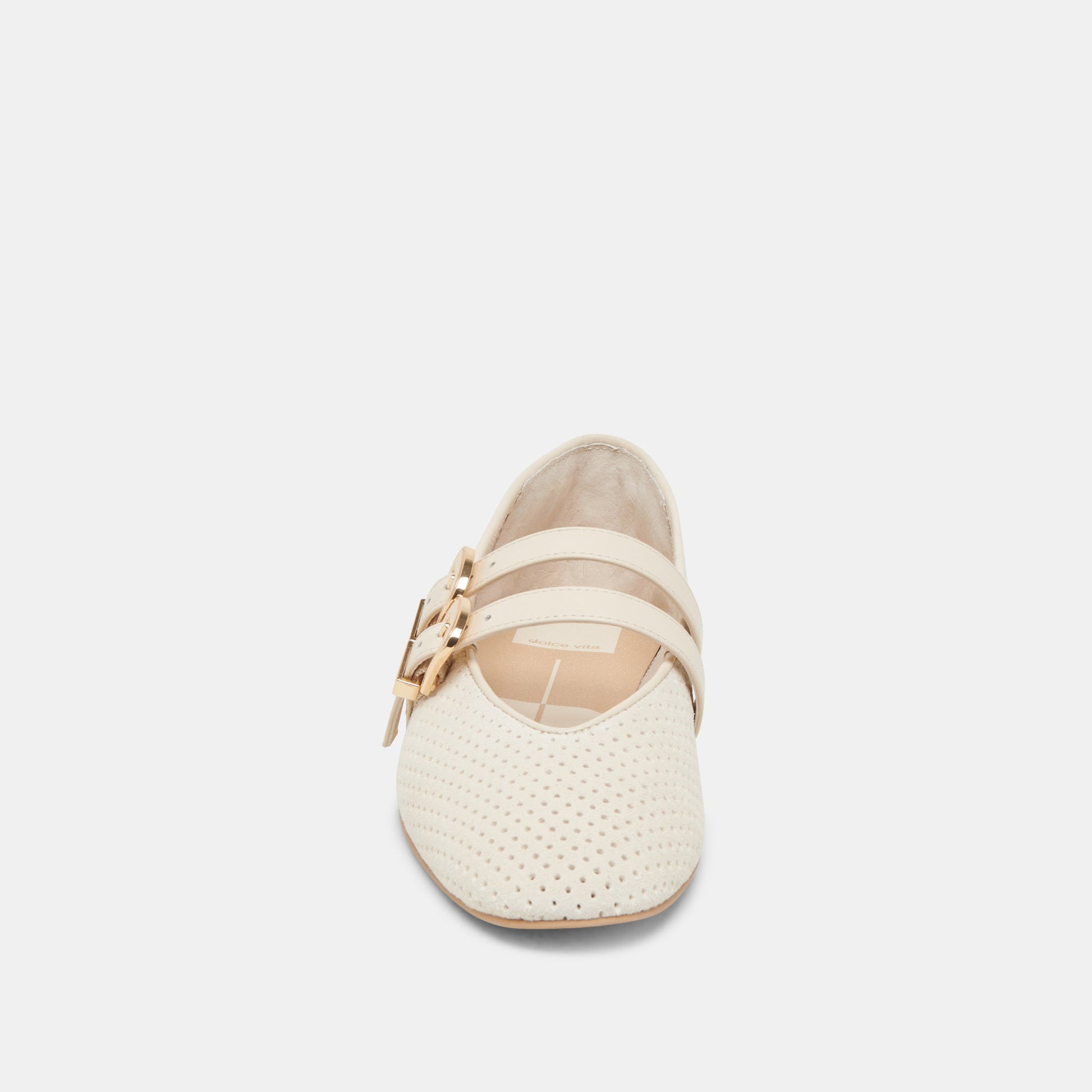 Baylee Wide Bone Perforated Suede Ballet Flats Dolce Vita For sale