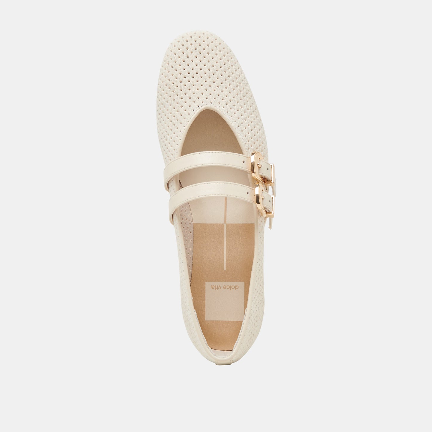 Baylee Wide Bone Perforated Suede Ballet Flats Dolce Vita For sale