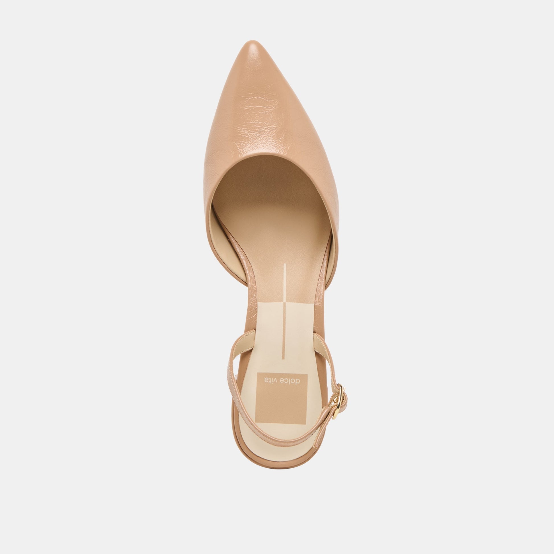 Carel Wide Lt Tan Crinkle Patent Leather Heels Dolce Vita us