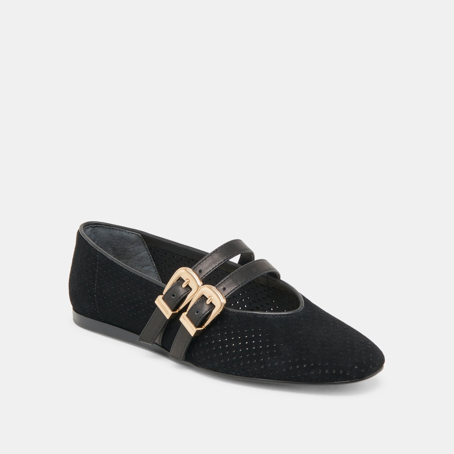 Baylee Wide Onyx Perforated Suede Ballet Flats Dolce Vita Sale