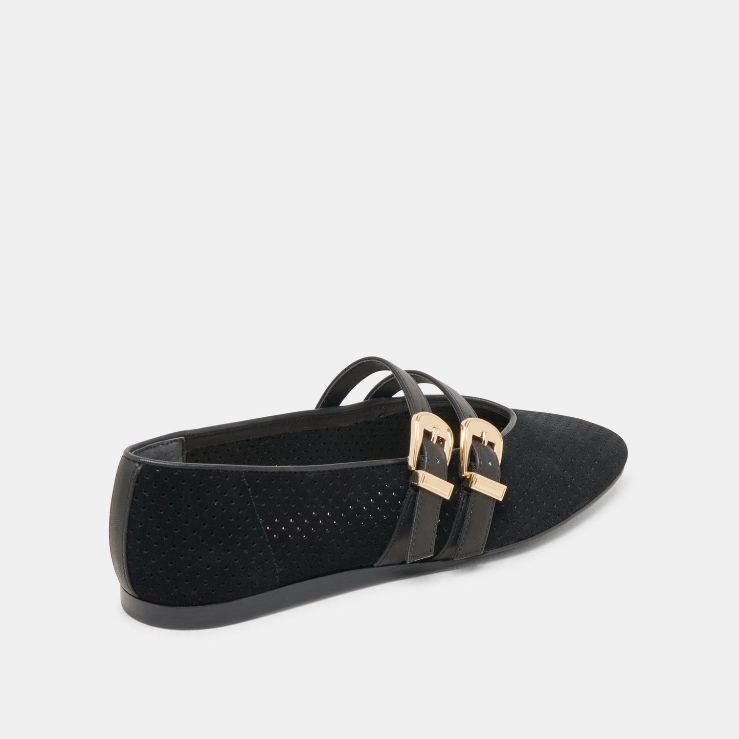 Baylee Wide Onyx Perforated Suede Ballet Flats Dolce Vita Sale