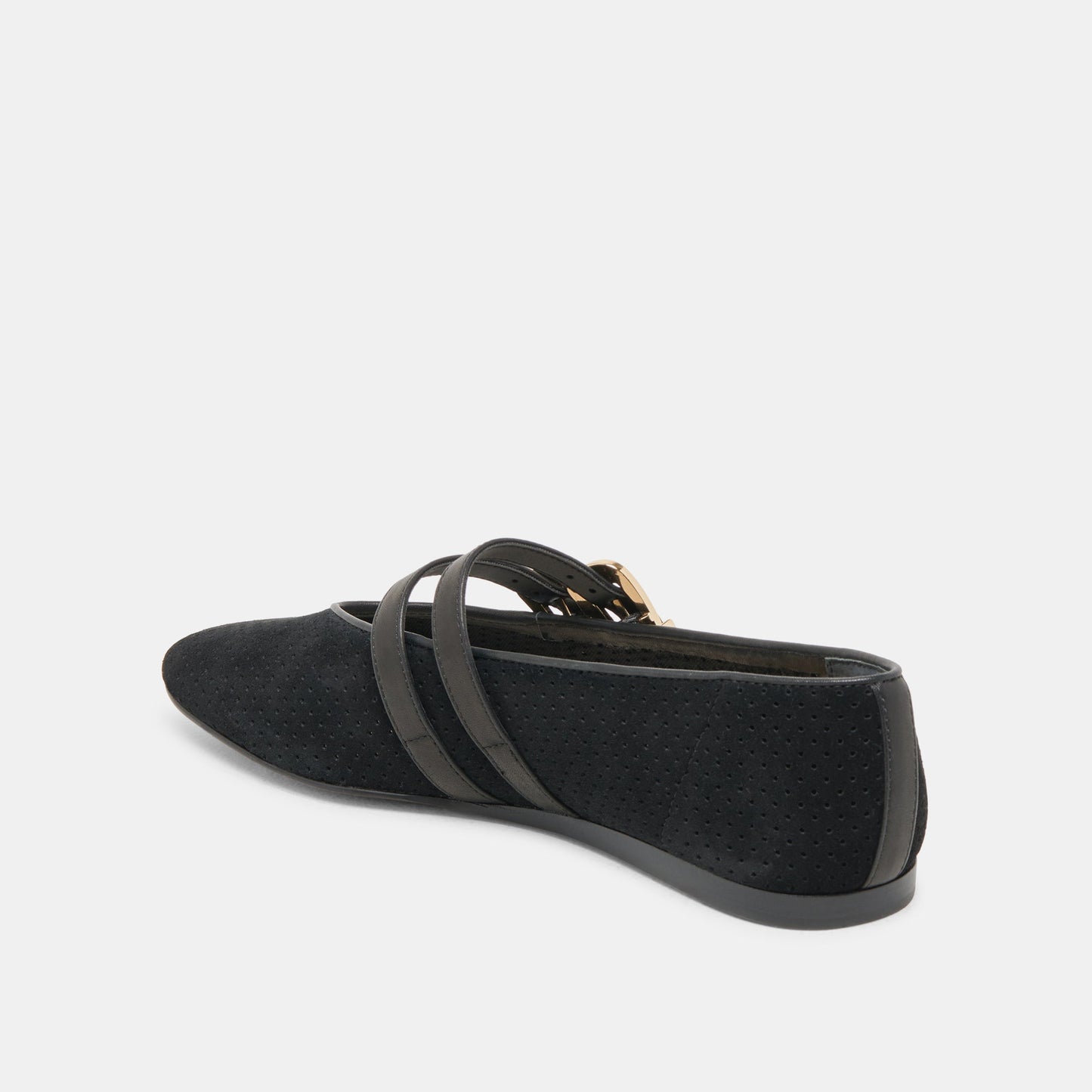 Baylee Wide Onyx Perforated Suede Ballet Flats Dolce Vita Sale