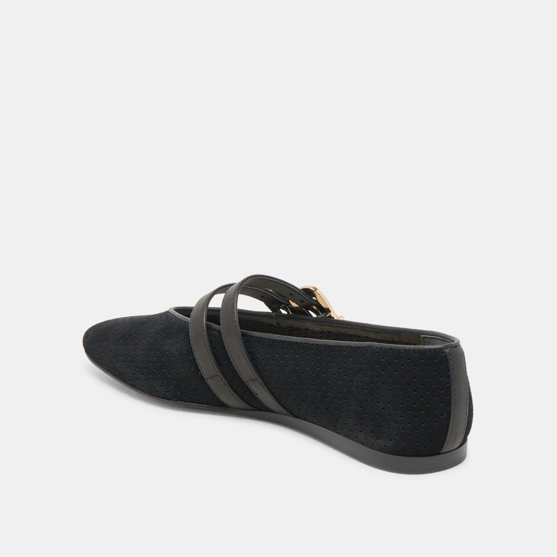 Baylee Wide Onyx Perforated Suede Ballet Flats Dolce Vita Sale