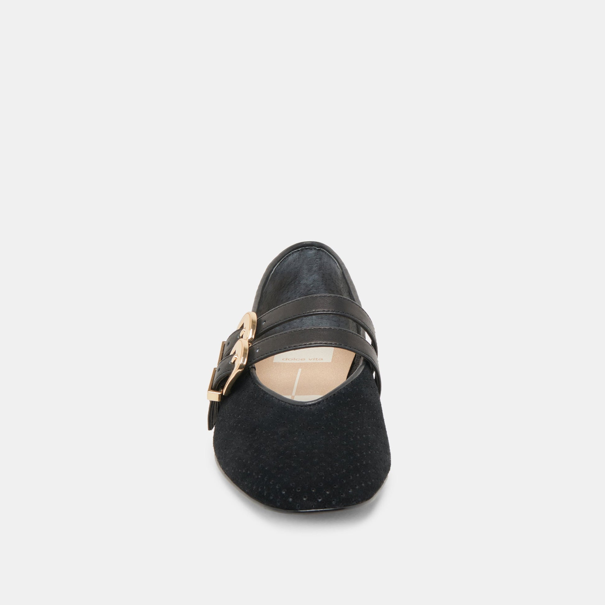 Baylee Wide Onyx Perforated Suede Ballet Flats Dolce Vita Sale