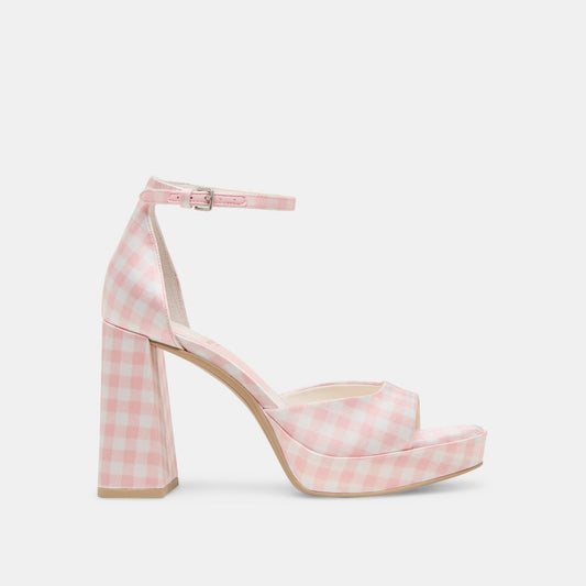 Pandro X Byrdie Golf Pink Plaid Gingham Wide Heels Dolce Vita On sale