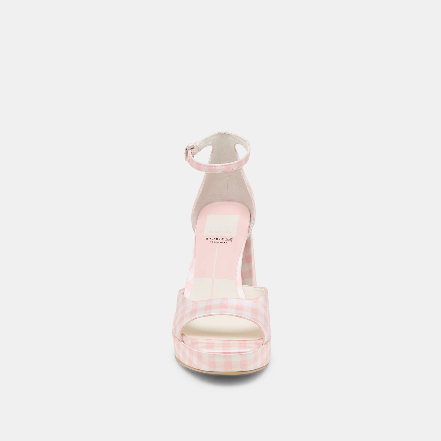 Pandro X Byrdie Golf Pink Plaid Gingham Wide Heels Dolce Vita On sale