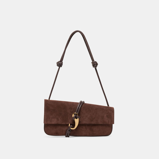 Alice Chocolate Suede Shoulder Bag Dolce Vita Discount