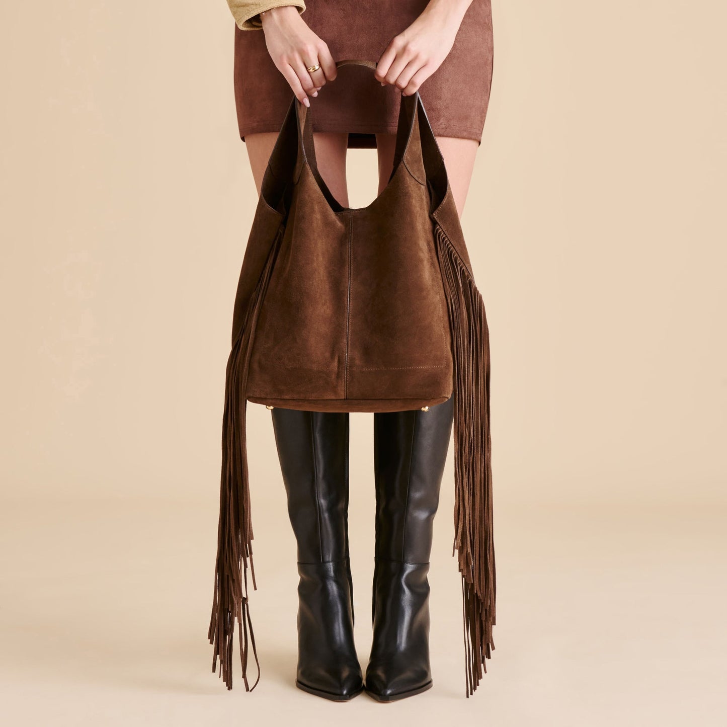 Nakoma Chocolate Suede Shoulder Bag Dolce Vita us