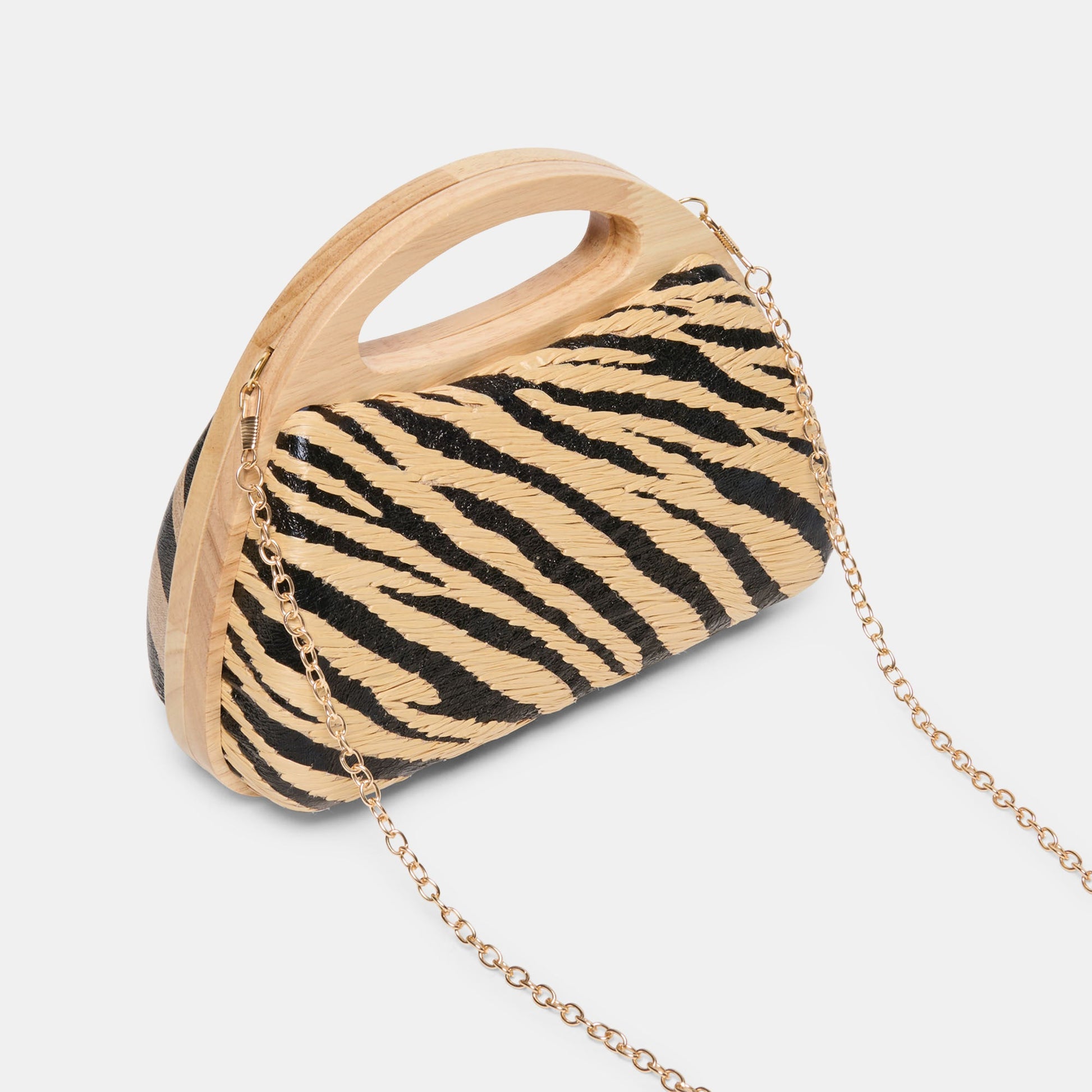 Maelie Black Natural Zebra Raffia Handbag Dolce Vita Outlet