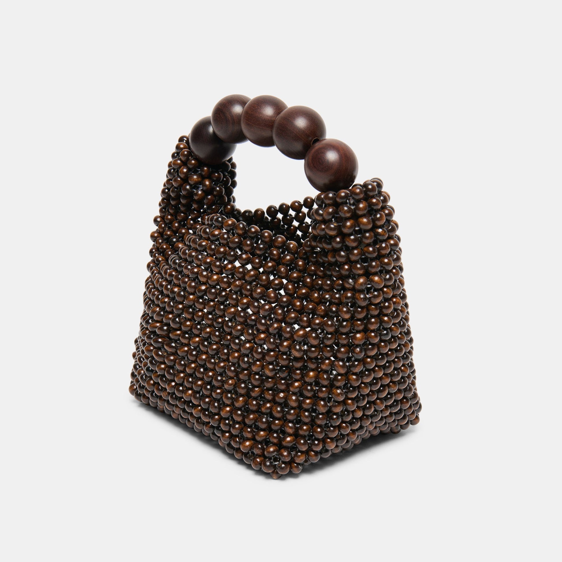 CLOVER Chocolate Wood Beaded Handbag Dolce Vita New