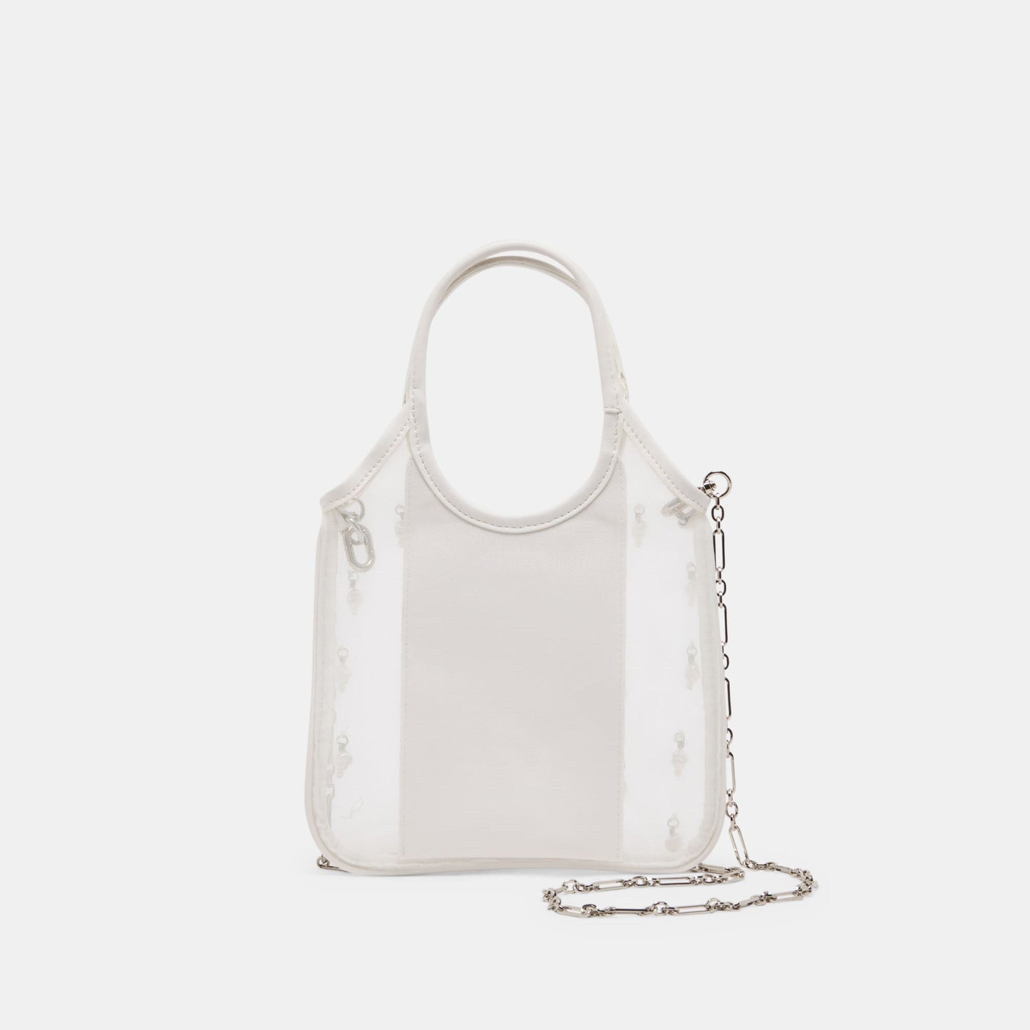 SYLVENE PEARL White Mesh Removable Crossbody Handbag Dolce Vita On sale