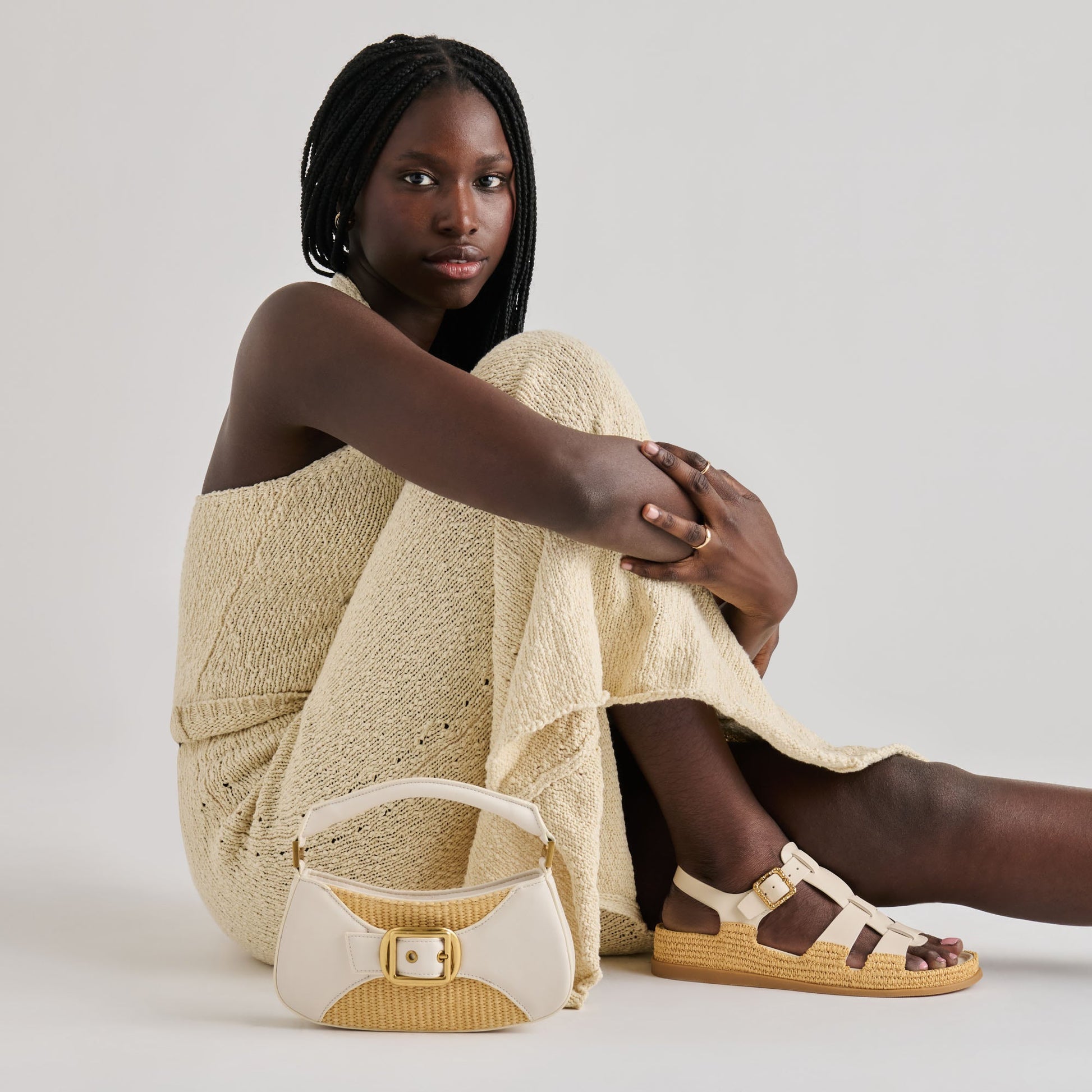 Nuala Raffia White Stella Handbag Dolce Vita Discount