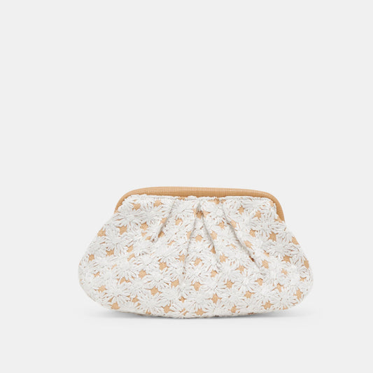 FIORE CLUTCH EMBROIDERED NATURAL RAFFIA
 – Dolce Vita Dolce Vita On sale