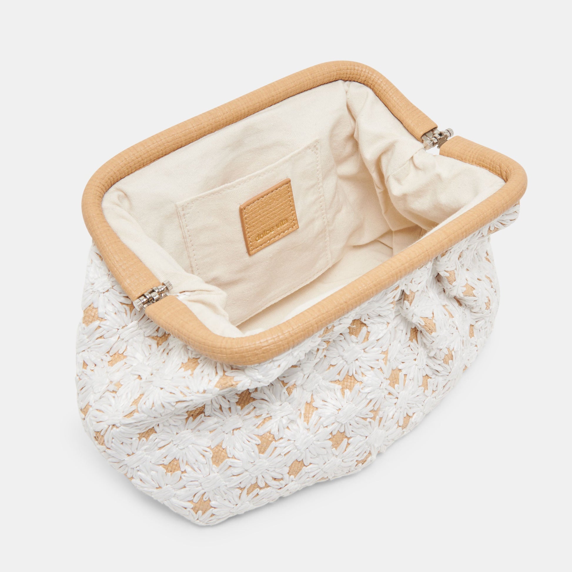FIORE CLUTCH EMBROIDERED NATURAL RAFFIA
 – Dolce Vita Dolce Vita On sale