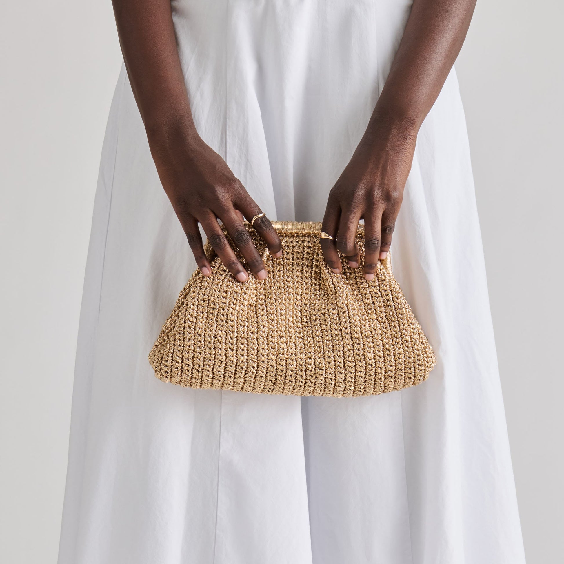 Ione Gold Crochet Clutch Dolce Vita For sale