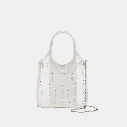 SYLVENE PEARL White Mesh Removable Crossbody Handbag Dolce Vita On sale